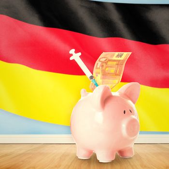 Health insurance concept against digitally generated german national flag