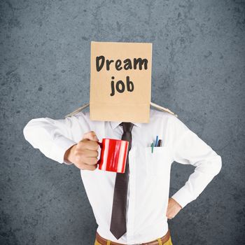 Anonymous businessman against dirty old wall background