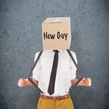 Anonymous businessman against dirty old wall background