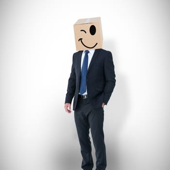 Anonymous businessman against white background with vignette