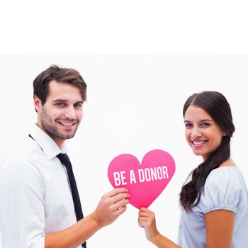 Pretty brunette giving boyfriend her heart against be a donor