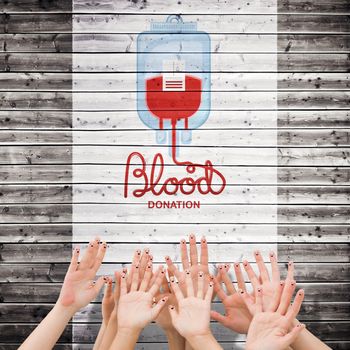 Blood donation against wooden planks background