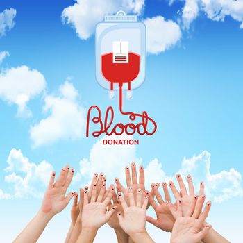 Blood donation against blue sky