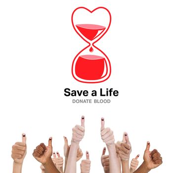 Blood donation against thumbs up