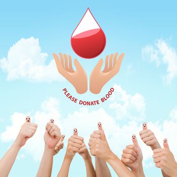 Blood donation against blue sky