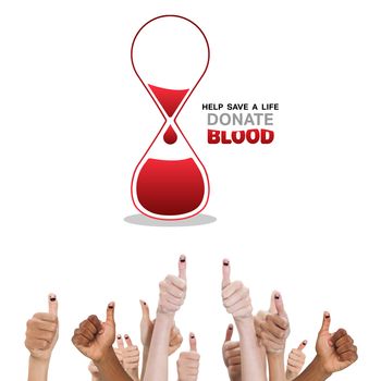 Blood donation against thumbs up