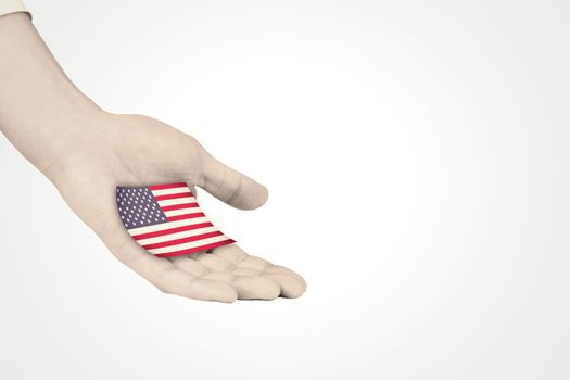 Businesswomans hand presenting against usa national flag