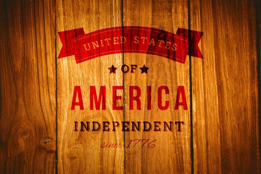 Independence day graphic against wooden table