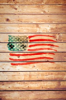 Independence day graphic against wooden planks background
