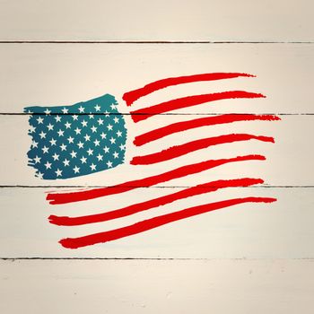 Independence day graphic against painted blue wooden planks