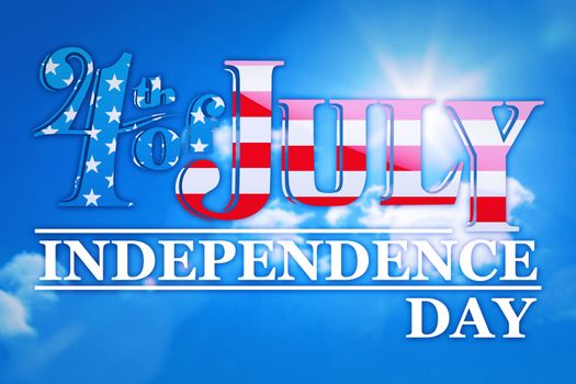 Independence day graphic against sky