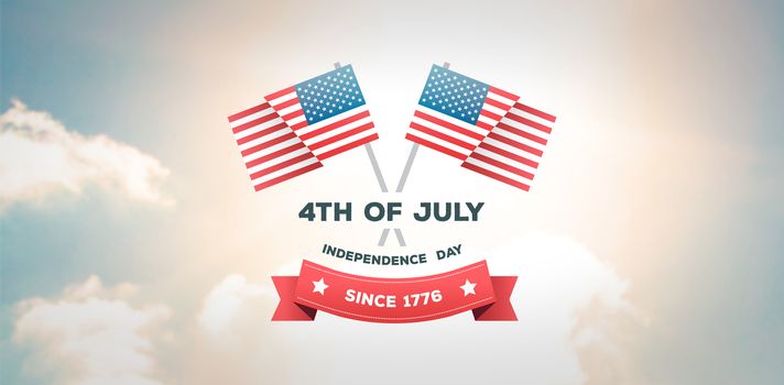 Independence day graphic against sky