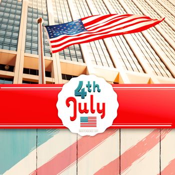 Independence day graphic against wooden planks