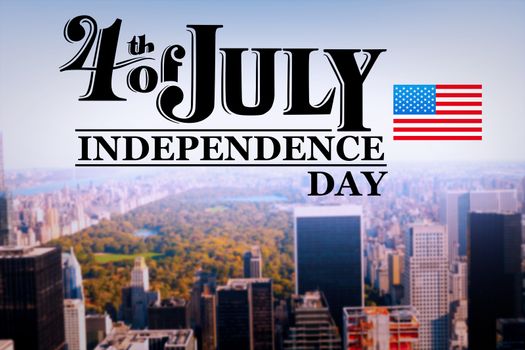 Independence day graphic against new york