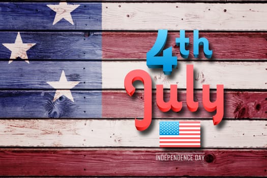 Independence day graphic against digitally generated grey wooden planks