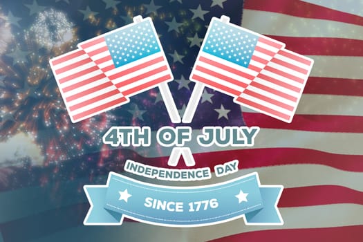 Independence day graphic against united states of america flag