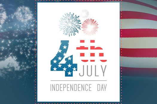 Independence day graphic against white fireworks exploding on black background