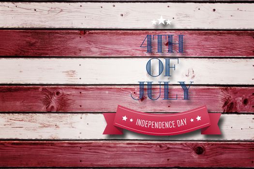 Independence day graphic against digitally generated grey wooden planks