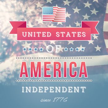 Independence day graphic against united states of america flag