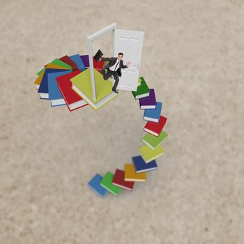 Smiling businessman in a hurry against path