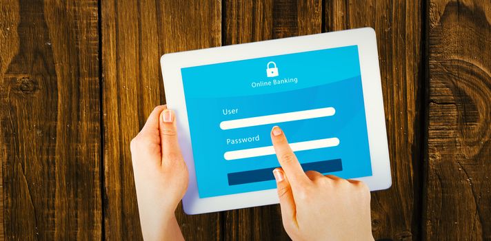 Online banking against hands using tablet pc