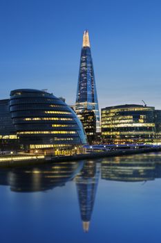 New London city hall by night, UK.