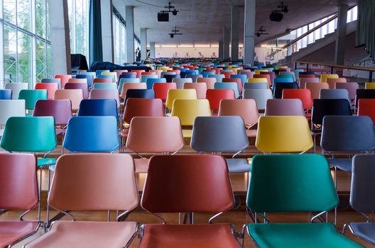 Rotterdam, Netherlands - May 9, 2015: Auditorium of Kunsthal museum in Museumpark, Rotterdam on May 9, 2015. The building was designed by the Dutch architect Rem Koolhaas.