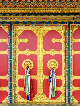 Kapan buddhist monastery door detail, Nepal