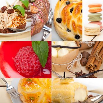 fresh colorful delicious homemade dessert cake selection composition collage 