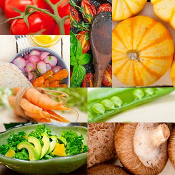 fresh hearthy healthy vegetables selection food collage composition 