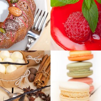 fresh colorful delicious homemade dessert cake selection composition collage 