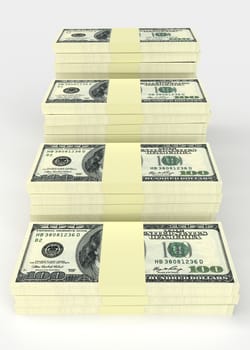 Big money stacks from dollars. Finance conceptual