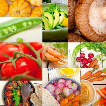 fresh hearthy healthy vegetables selection food collage composition 