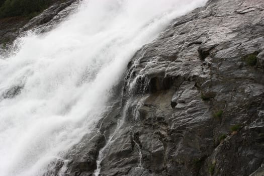 Close up view of strong waterfall