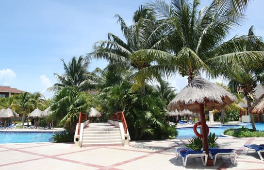 Relaxing pool in tropical resort