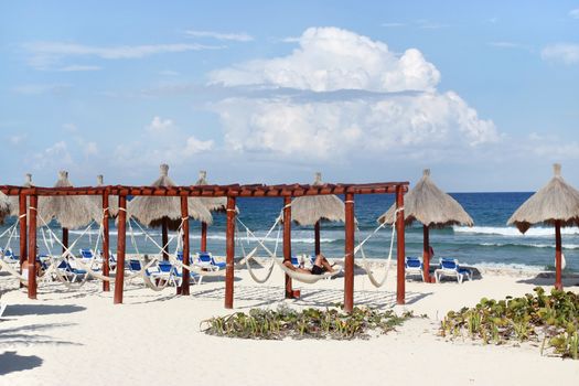 Hammocks on beautiful tropical beach