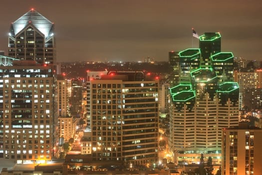 Night scene of Downtown San Diego California