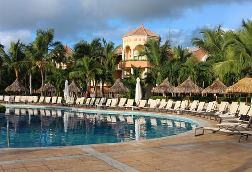 Beautiful pool in tropical resort