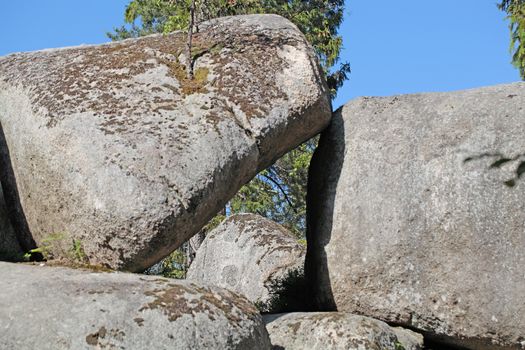 Large granitic rocks in the Fichtel Mountains in Southern Germany.