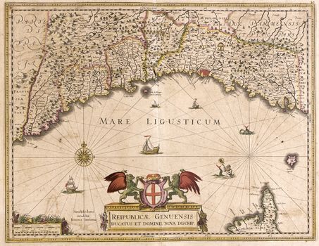 old map of Liguria, Italy and republica genuensis