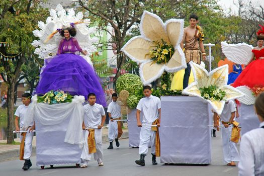 CHIANGMAI, THAILAND - FEBRUARY 2-2013 : Unidentified Thai people on the parade in ChiangMai Flower Festival 2013 at ChiangMai, Thailand.