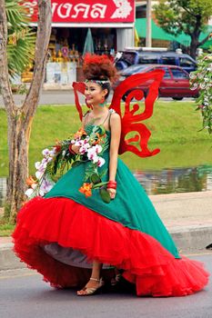 CHIANGMAI, THAILAND - FEBRUARY 2-2013 : Unidentified Thai people on the parade in ChiangMai Flower Festival 2013 at ChiangMai, Thailand.