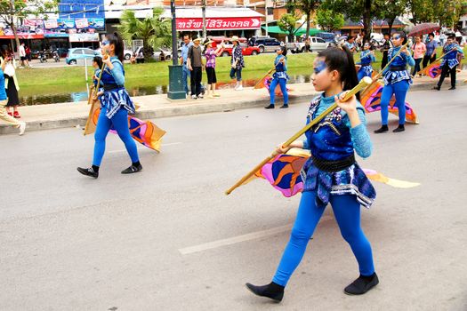 CHIANGMAI, THAILAND - FEBRUARY 2-2013 : Unidentified Thai people on the parade in ChiangMai Flower Festival 2013 at ChiangMai, Thailand.