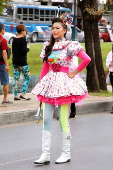 CHIANGMAI, THAILAND - FEBRUARY 2-2013 : Unidentified Thai people on the parade in ChiangMai Flower Festival 2013 at ChiangMai, Thailand.