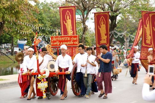 CHIANGMAI, THAILAND - FEBRUARY 2-2013 : Unidentified Thai people on the parade in ChiangMai Flower Festival 2013 at ChiangMai, Thailand.