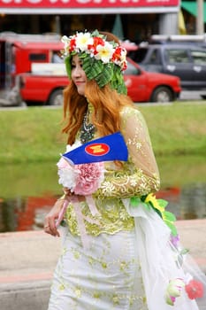 CHIANGMAI, THAILAND - FEBRUARY 2-2013 : Unidentified Thai people on the parade in ChiangMai Flower Festival 2013 at ChiangMai, Thailand.