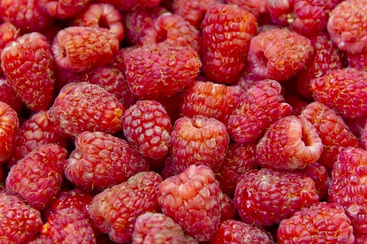 Photo of the background fresh red raspberry