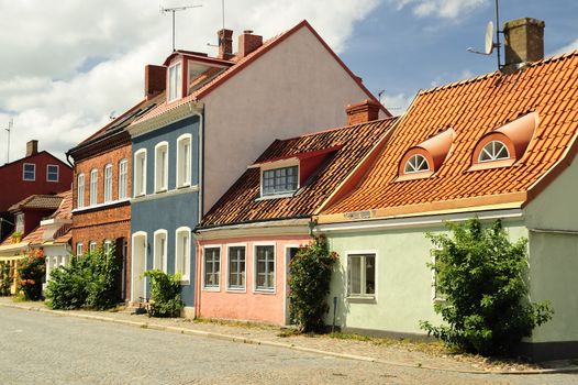 Cityscape of Ystad, city founded in 11th century.