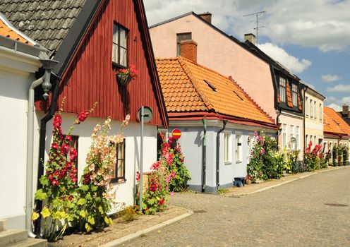 Cityscape of Ystad, city founded in 11th century.