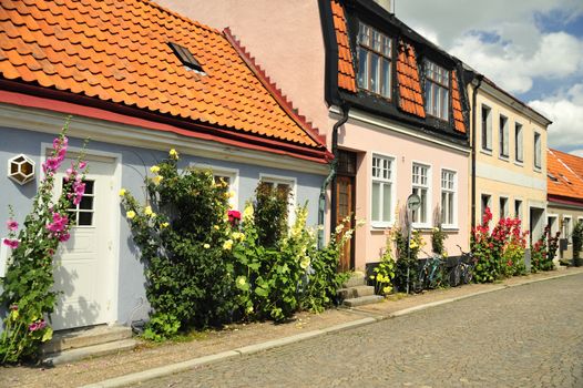 Cityscape of Ystad, city founded in 11th century.